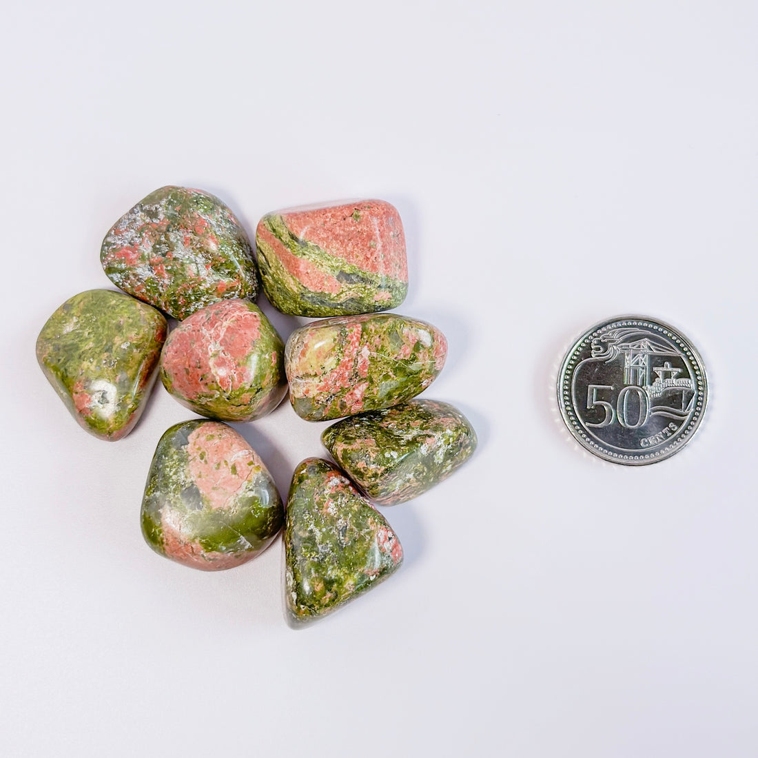 Watermelon Green Red Unakite Pebbles 70g